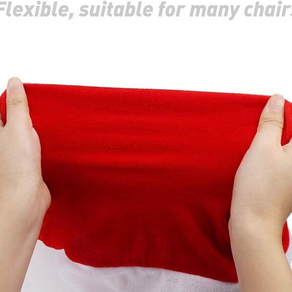 4pc Red Hat‎ Dining Chair Slipcovers, Christmas Back Covers Kitchen Chair Covers - Picture 4 of 5